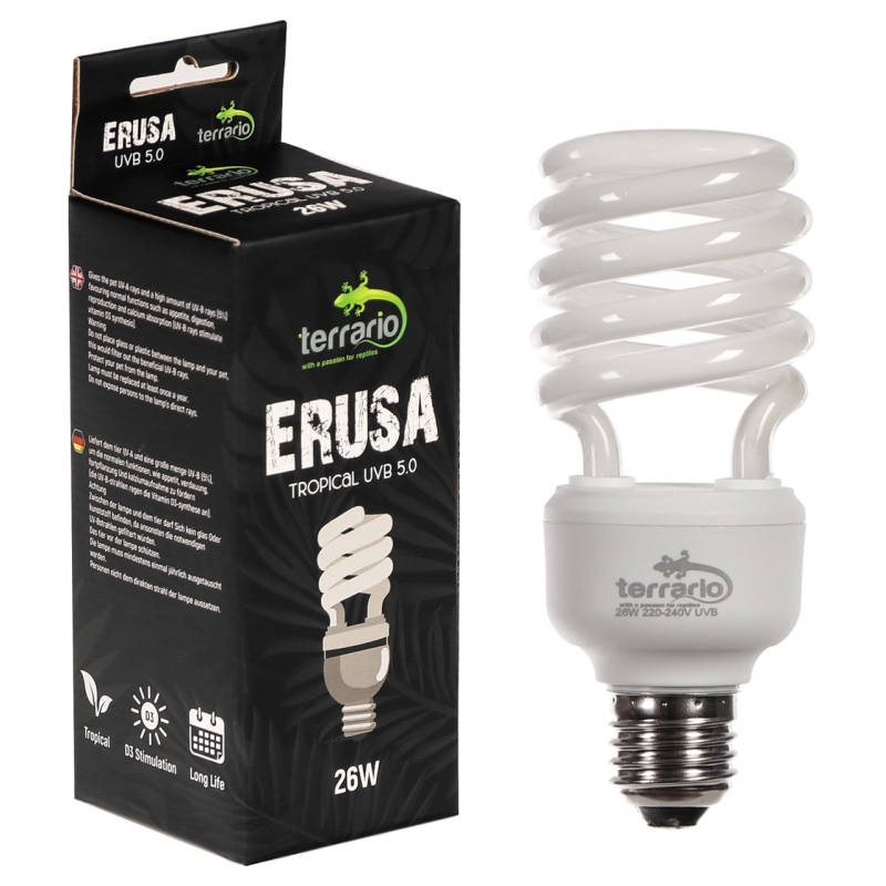 Люмінесцентна лампа Terrario Erusa Tropical UVB 5.0 26W  для тропічних рептилій та амфібій