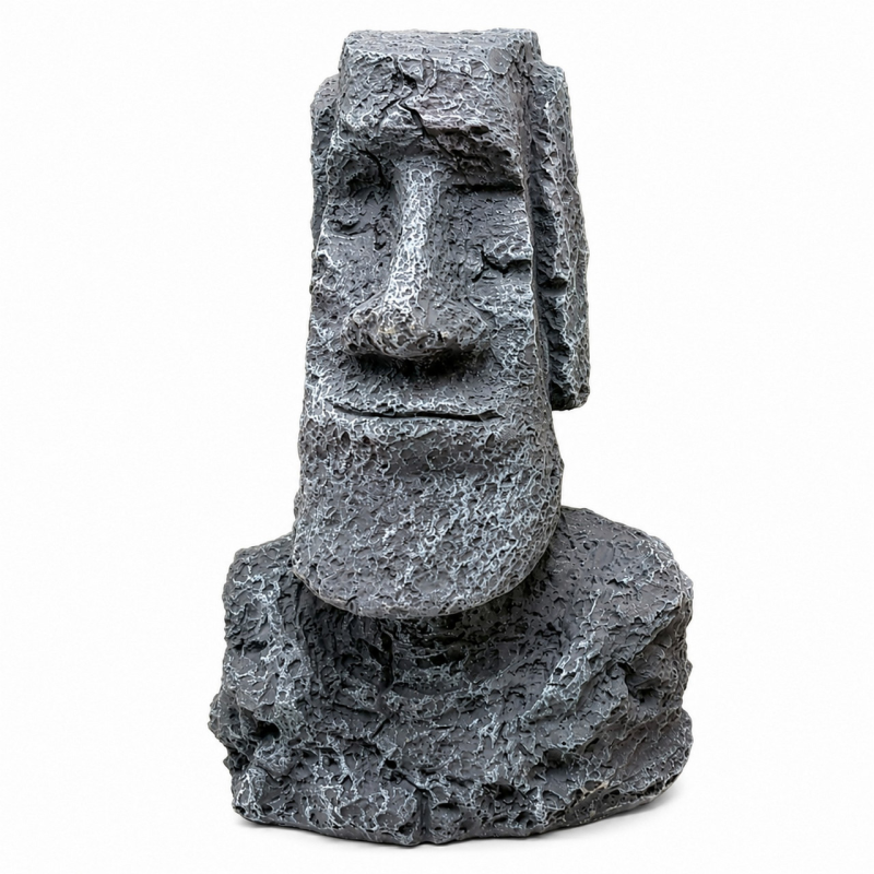 Декорація Hobby Moai Ora 1 12,5×11,5×17,5 см - статуя Моаї з укриттям для акваріума і тераріуму (41716)