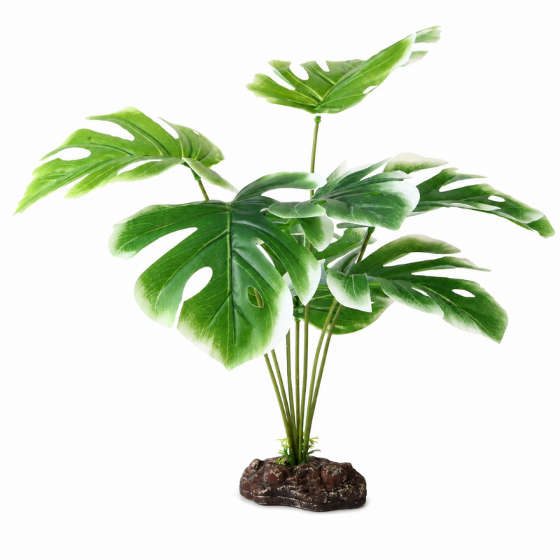 Штучна рослина Hobby Monstera White 40 см (37712) для тераріуму, акватераріуму та палюдаріуму